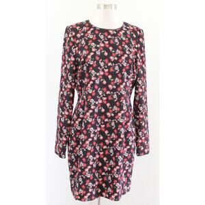NWT Black Halo Lively Black Red Floral Long Sleeve Mini Sheath Dress Size 12